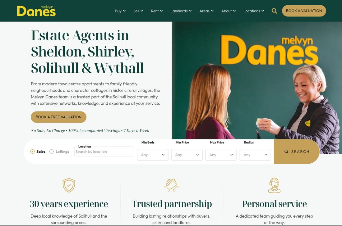 Melvyn Danes website homepage, built by us